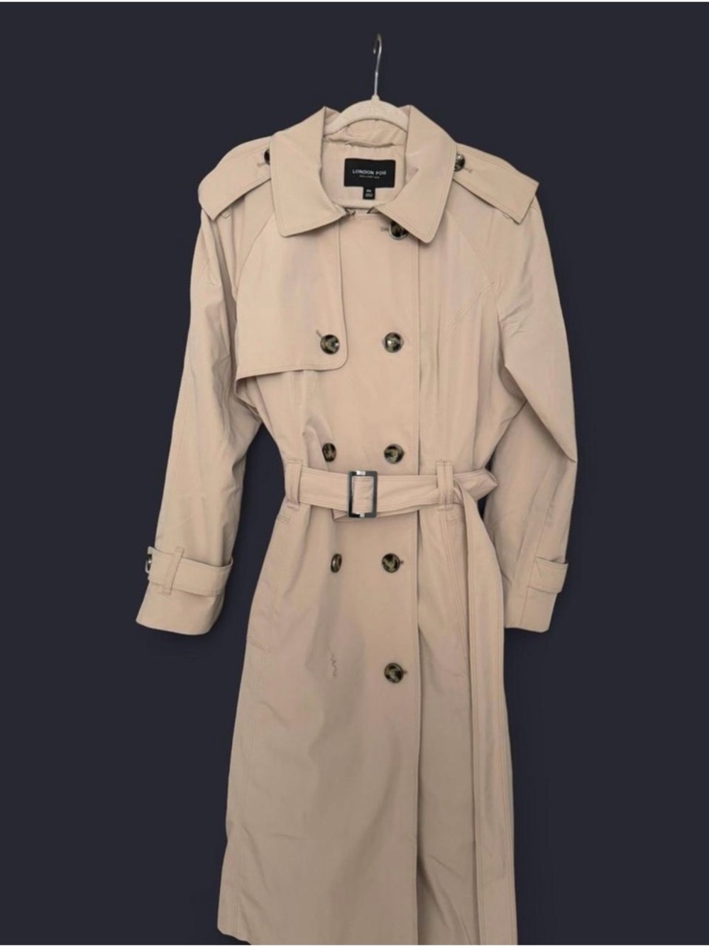 SOLD London Fog Beige Trench Coat Double-Breasted Belted